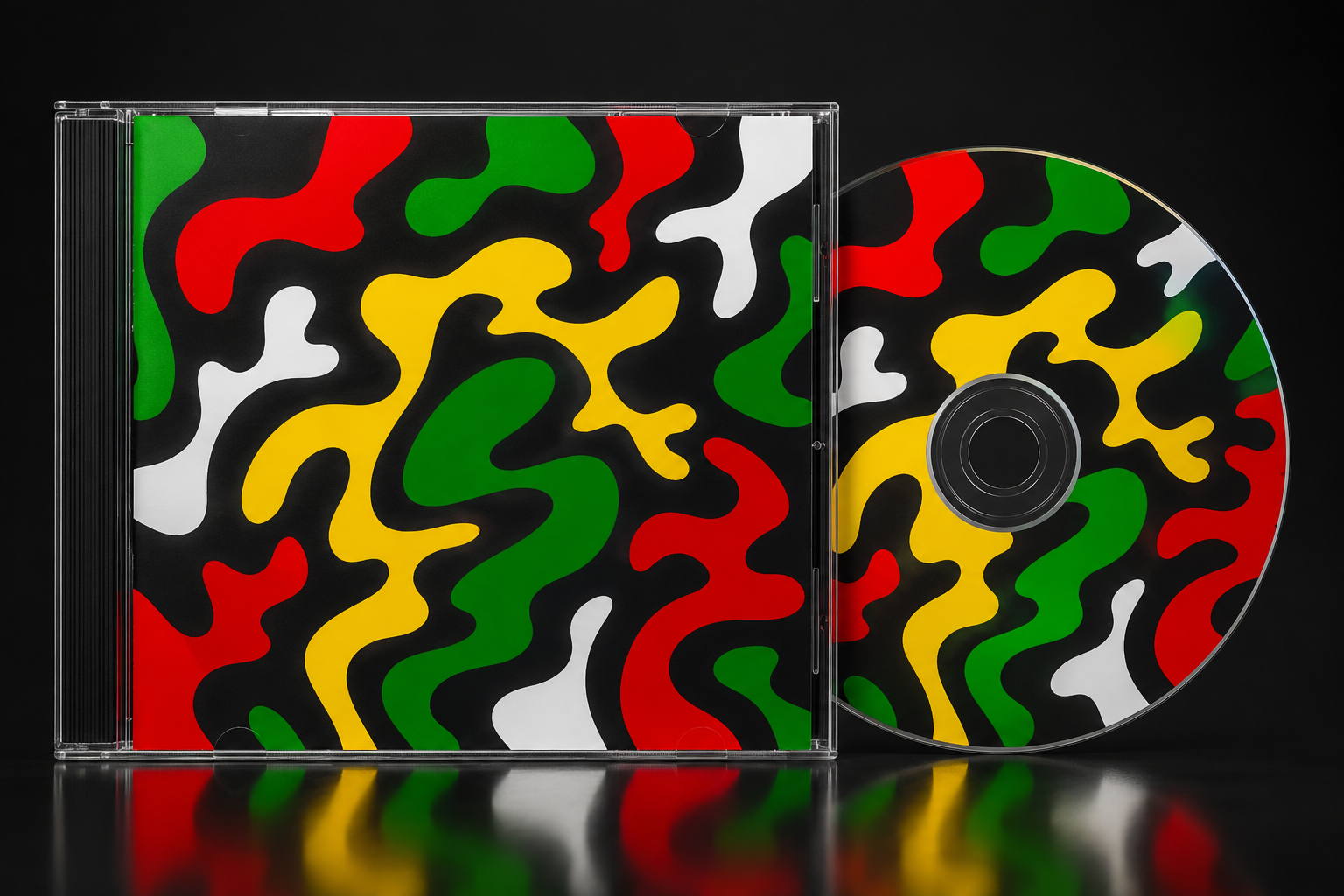 QA-BEL - Bugs of Life album cover showing a CD jewel case with organic rastaman pattern in green, yellow, red, white and black